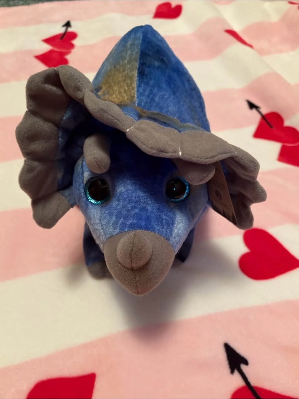 Blue Plush Triceratops Small Pet Toy - Soft Stuffed Dinosaur